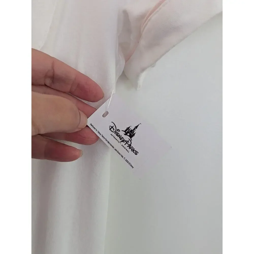 Disney Parks Women's Large White PJ Pajama Top Pink Castle Button Up - Picture 11 of 16